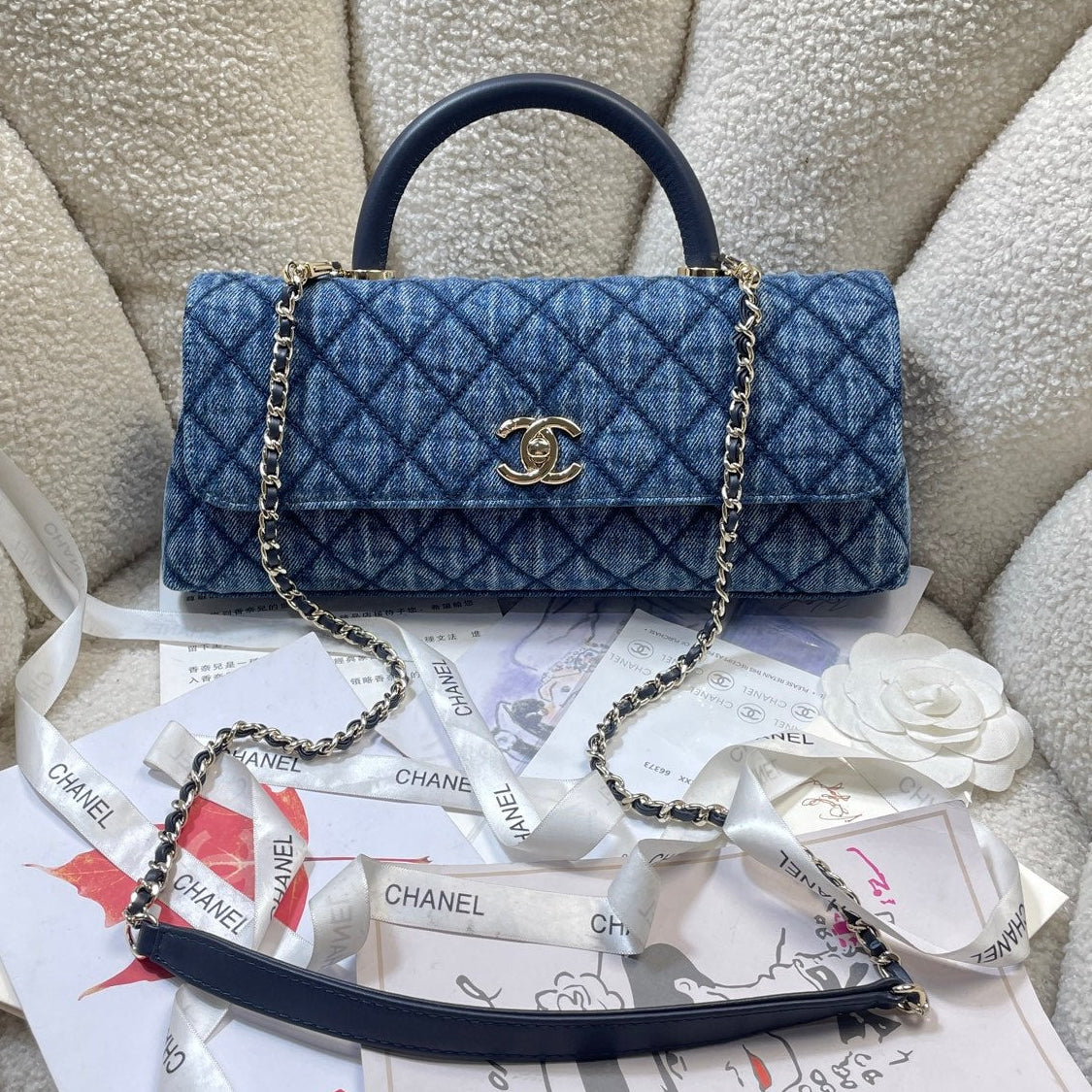 Chanel 2026 Horizontal Coco Handle 30cm Demin Blue Fabric