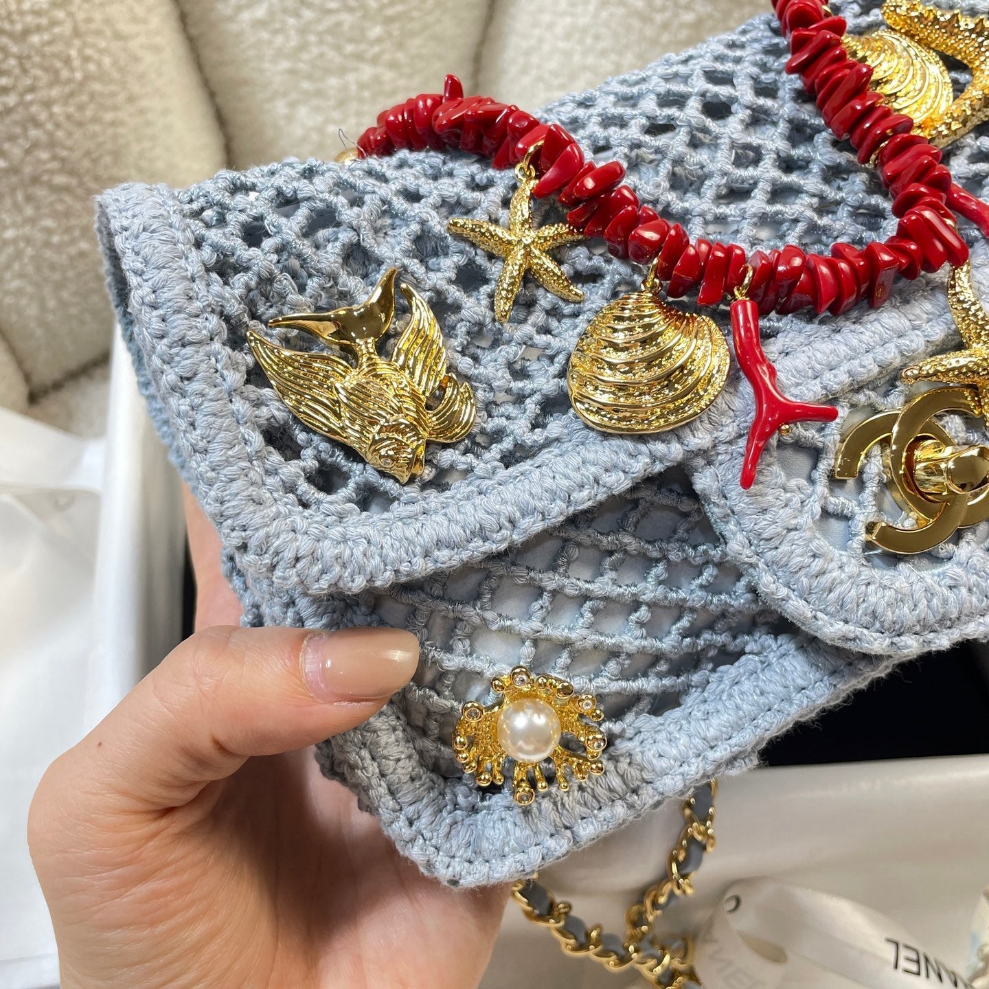 Chanel 2026 Charm Flap Bag 21cm Woven Leather