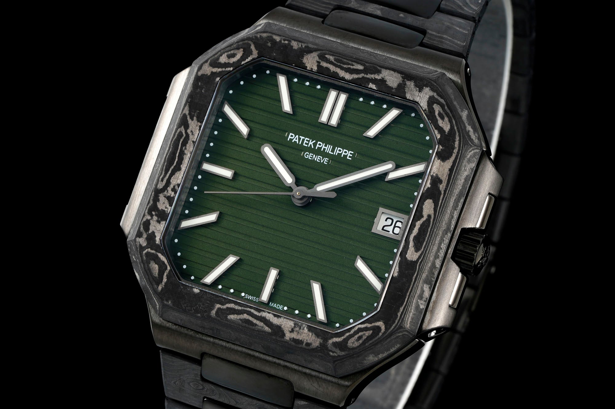 Patek Philippe Cubitus 45mm Black Carbon Fiber Case Green Dial