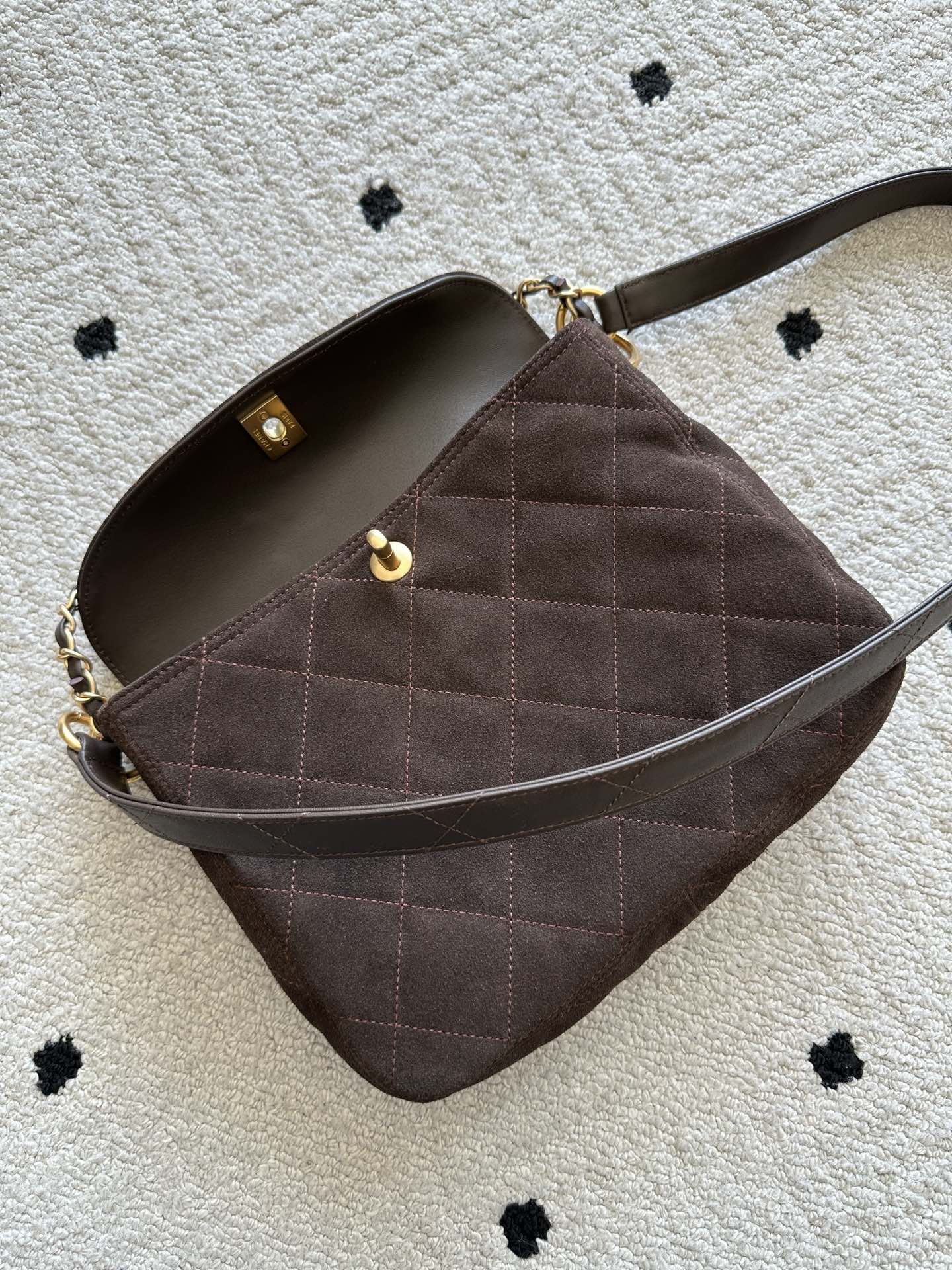 Chane 2026 Shoulder Bag 25cm Brown Suede