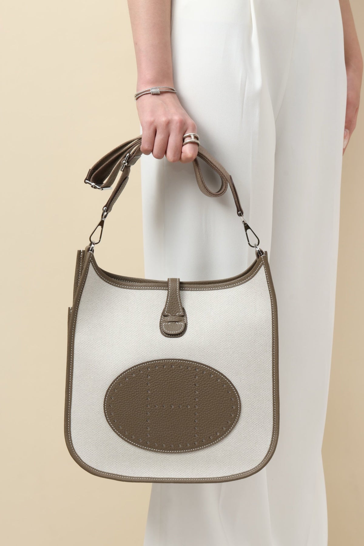 High-end Hermes 2026 Evelyne III Bag 30cm Clemence Calfskin Canvas