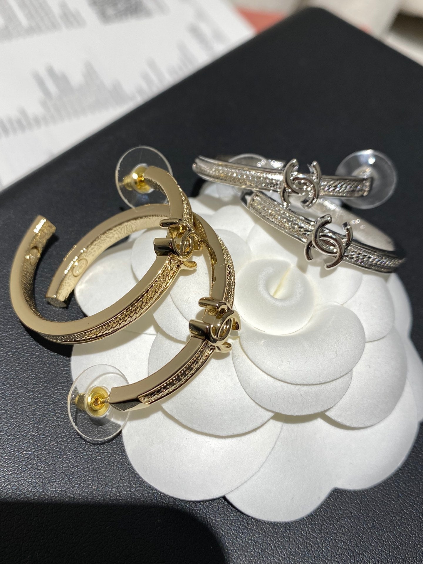 CC Double C Snake Bone Circular Hoop Earrings