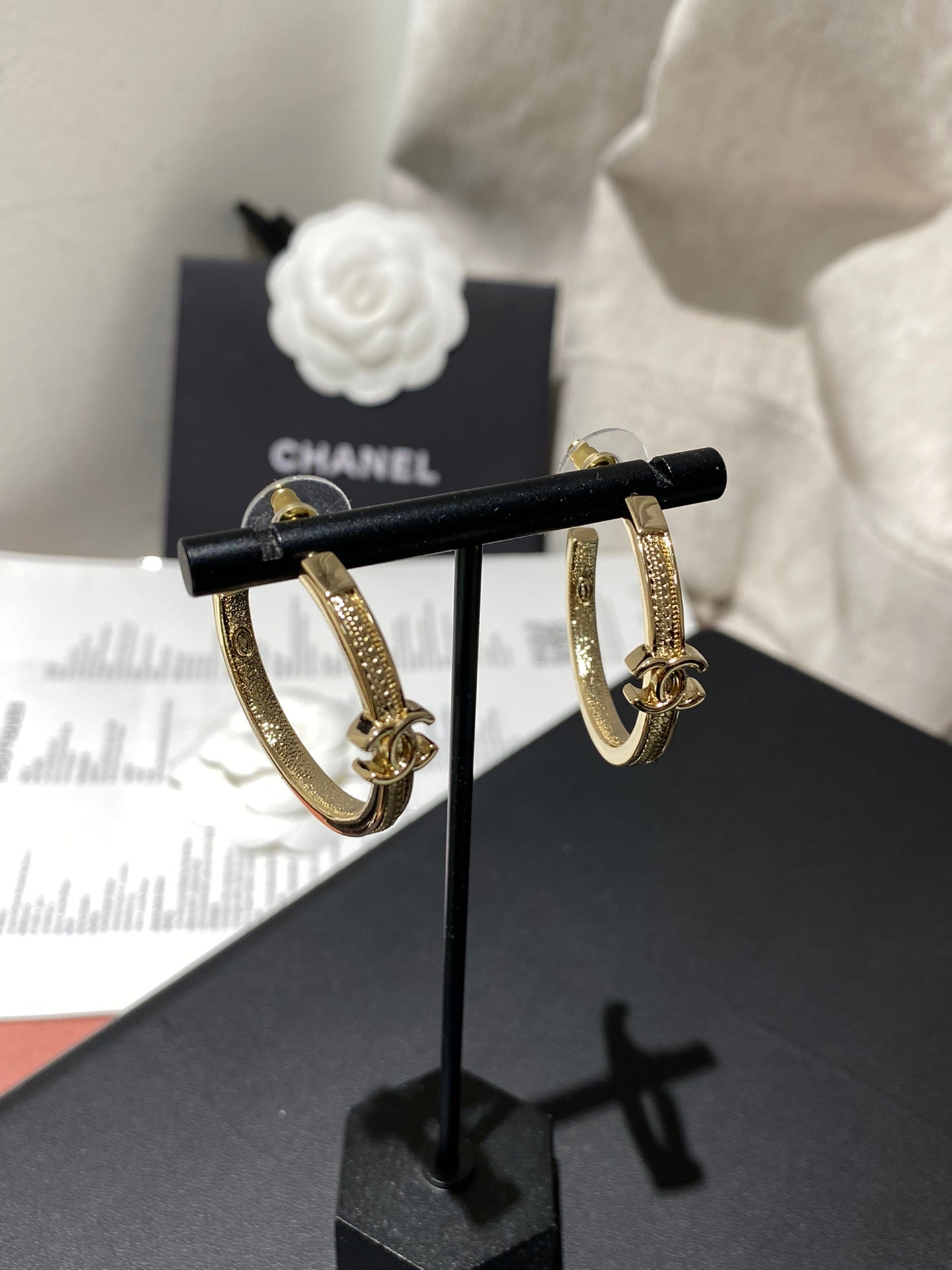 CC Double C Snake Bone Circular Hoop Earrings