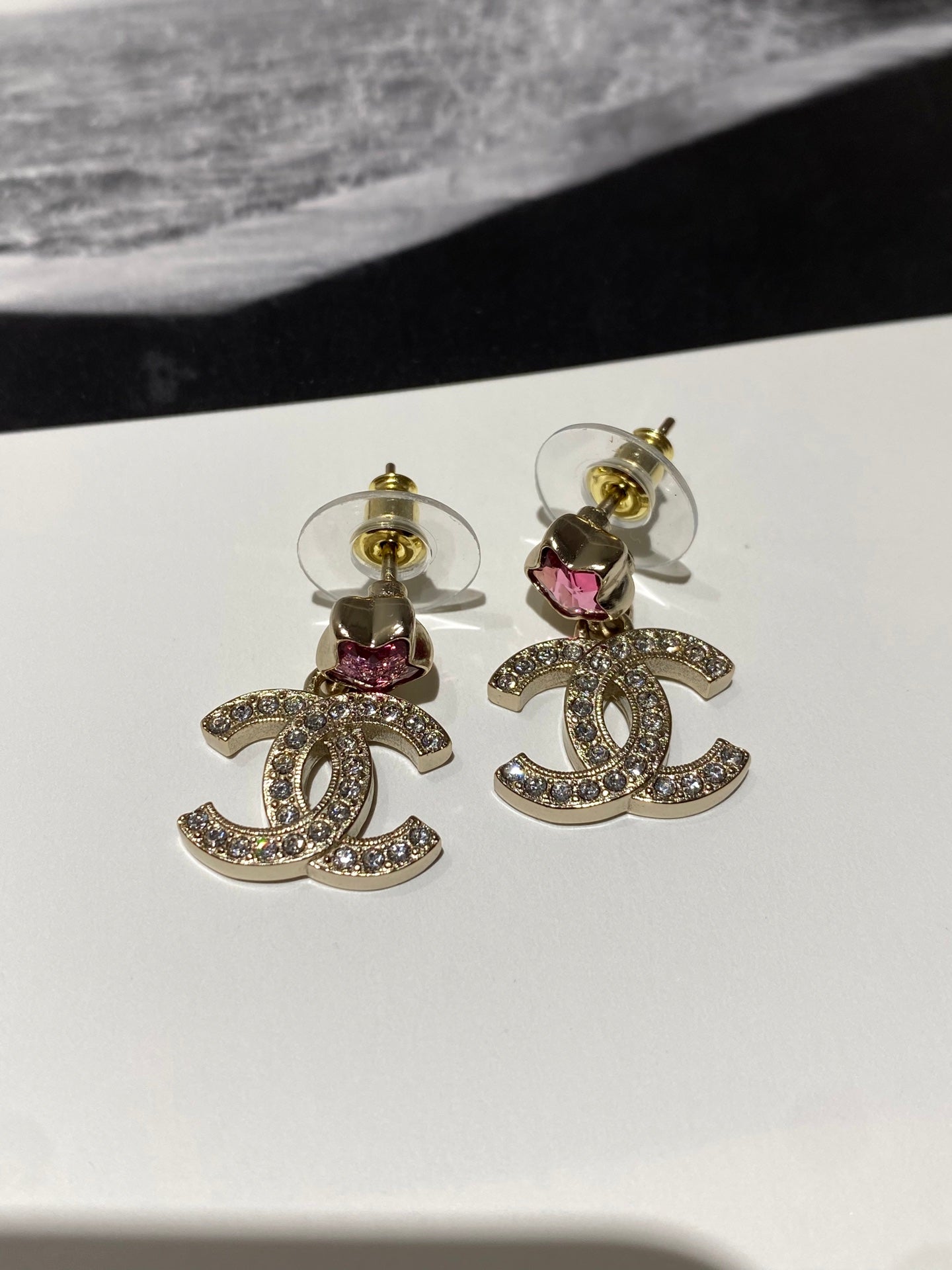 CC Pink Star Gold Diamond Earrings