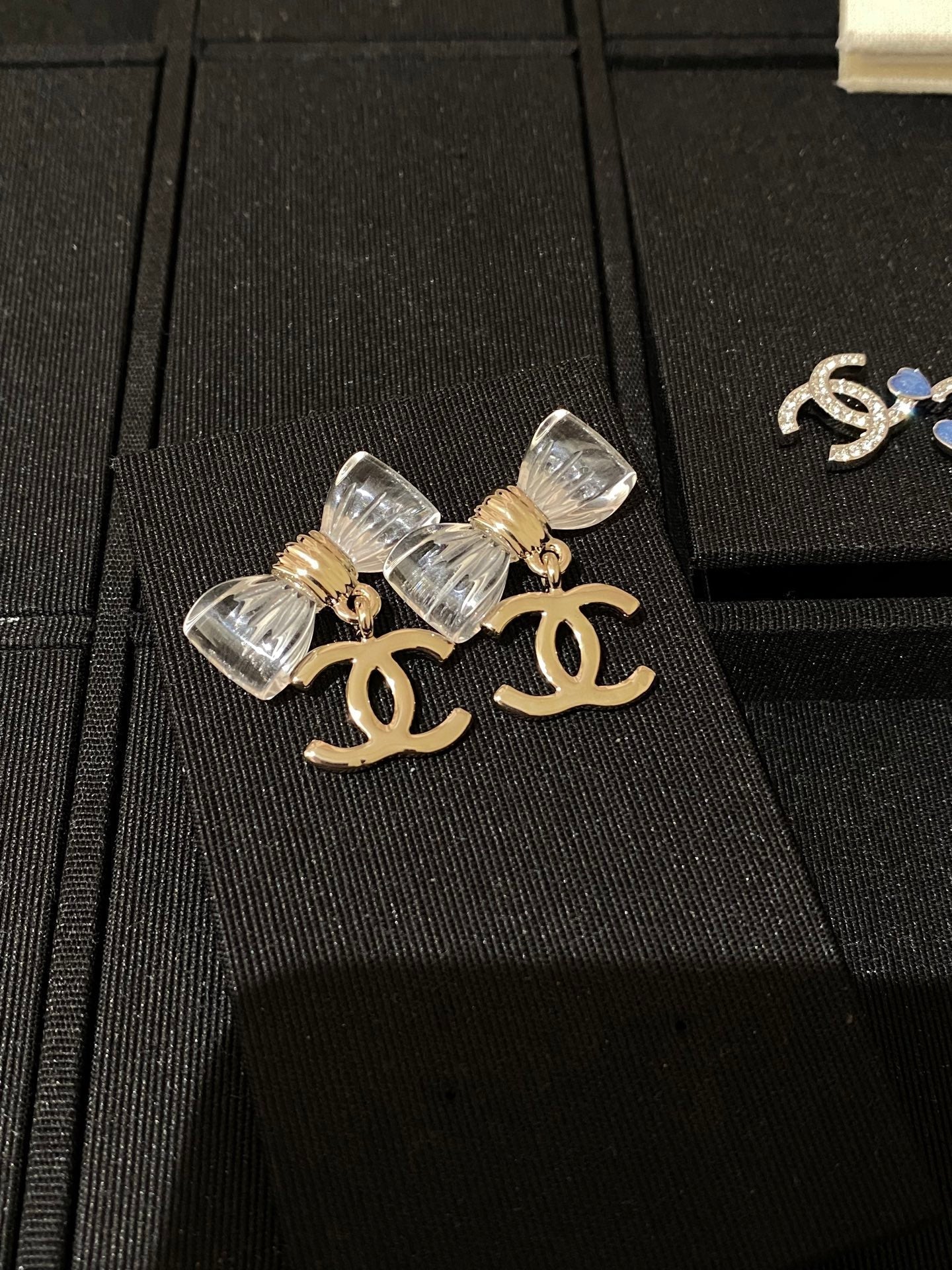 CC Transparent Acrylic Bow Gold Earrings