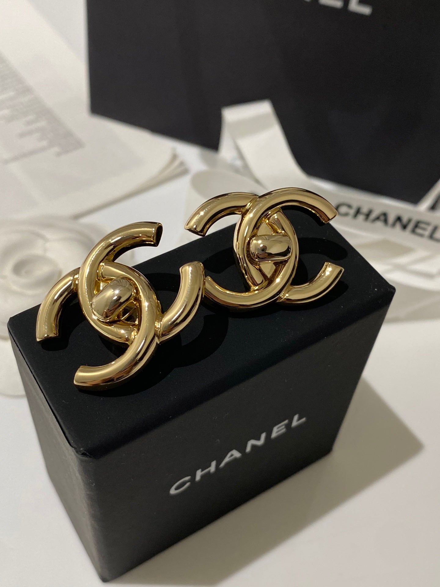 CC Double C Large Backpack Gold Earrings
