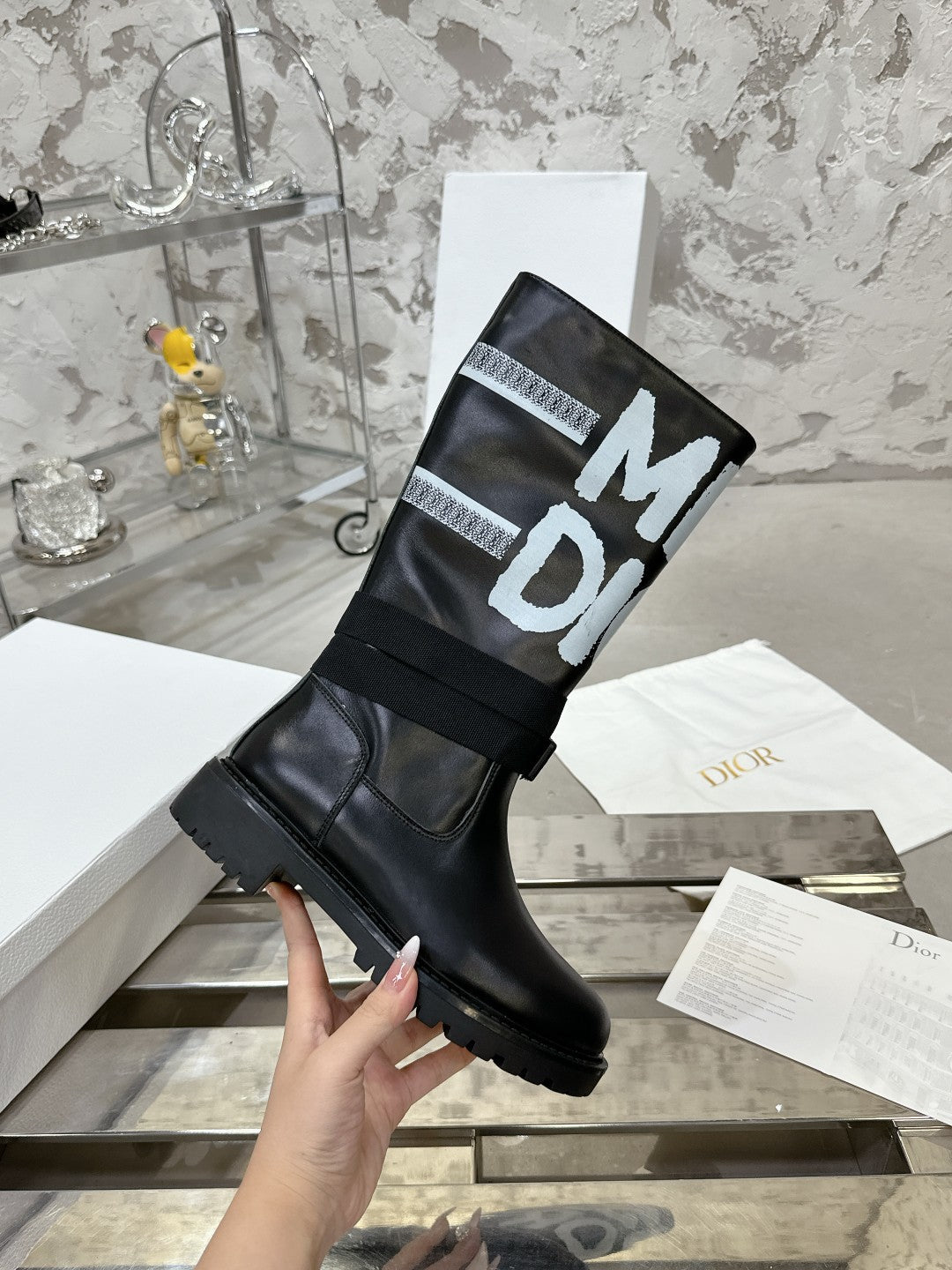 CD D-Major Boot In Black Lambskin 100578