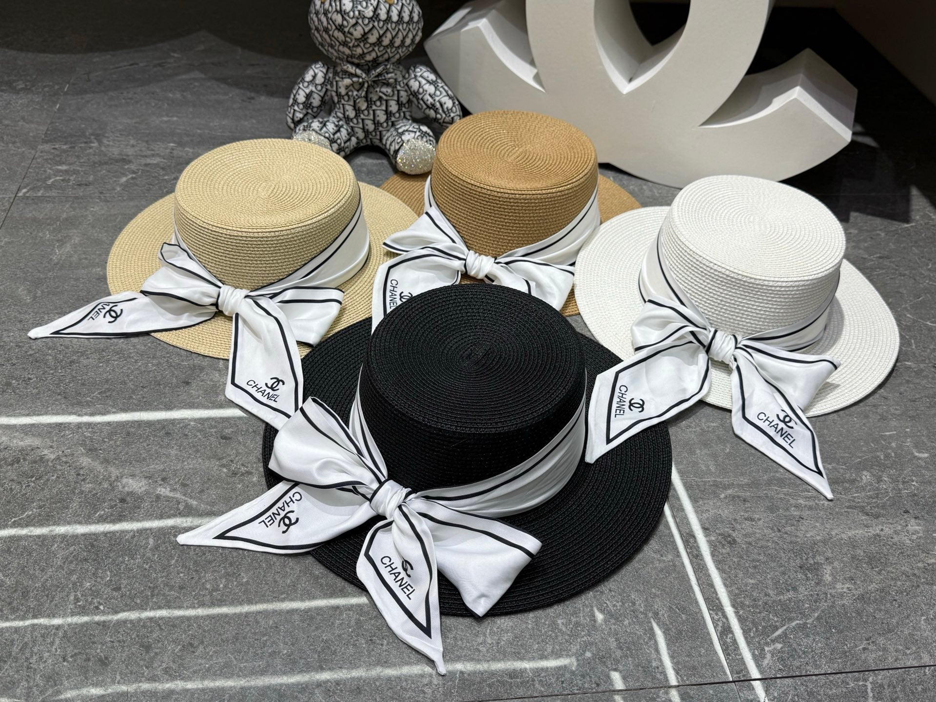Chanel Straw Hat With Ribbon 380745