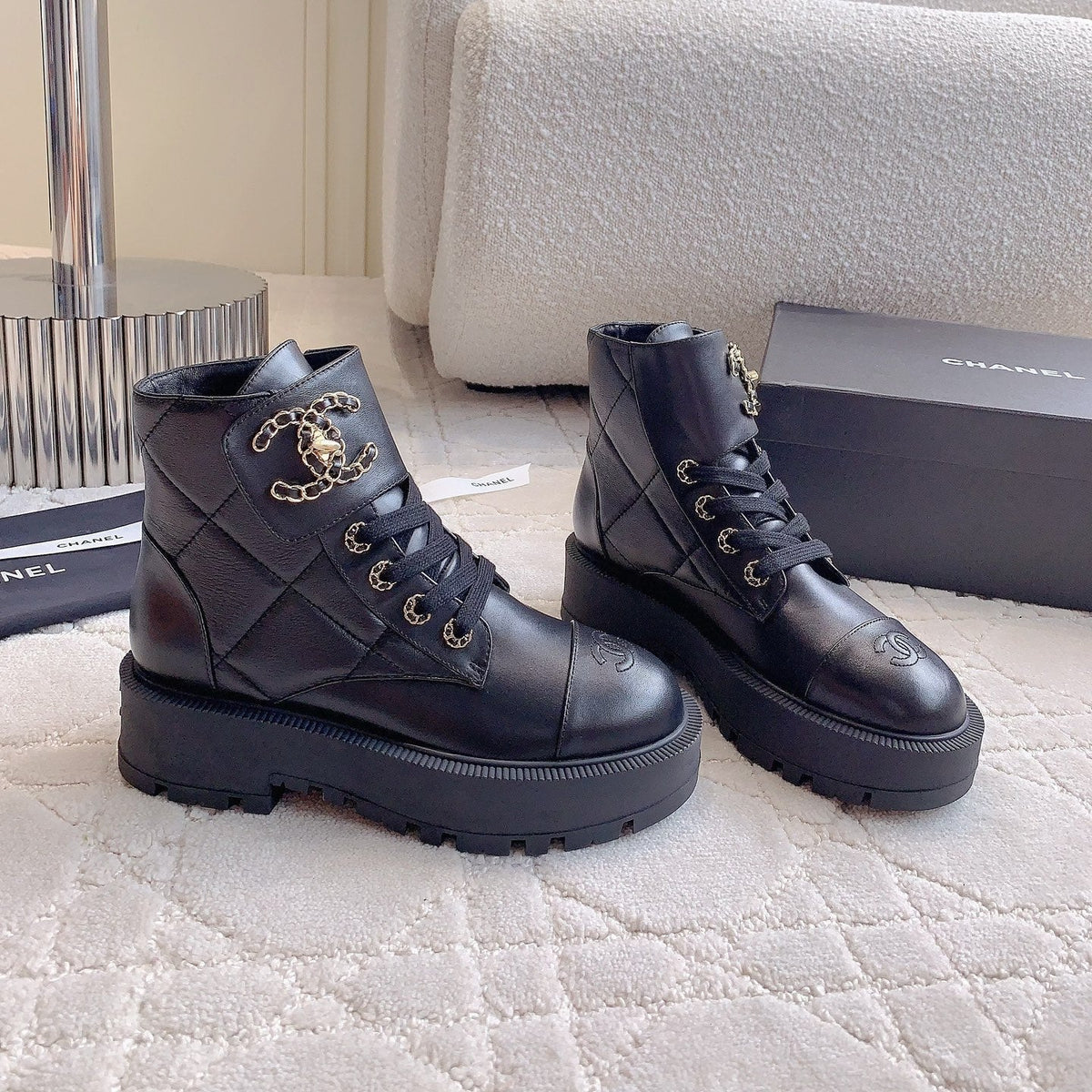 CC Ankle Boots In Black Calfskin 145487
