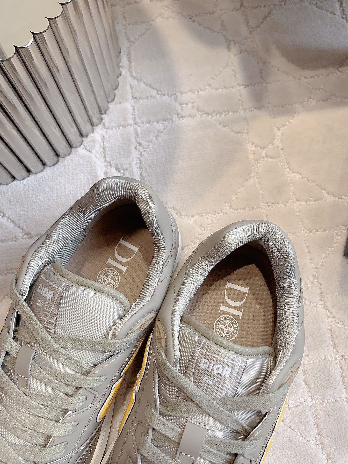 CD AND STONE ISLAND B57 Low-Top Sneaker â€“ Limited And Numbered Edition Brown Gray Mix Orange Calfskin