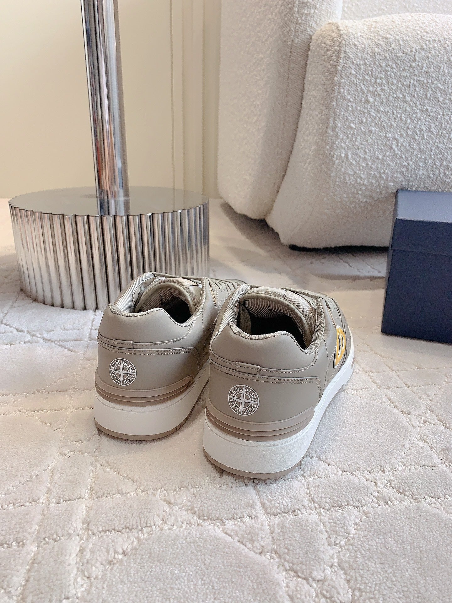 CD AND STONE ISLAND B57 Low-Top Sneaker â€“ Limited And Numbered Edition Brown Gray Mix Orange Calfskin
