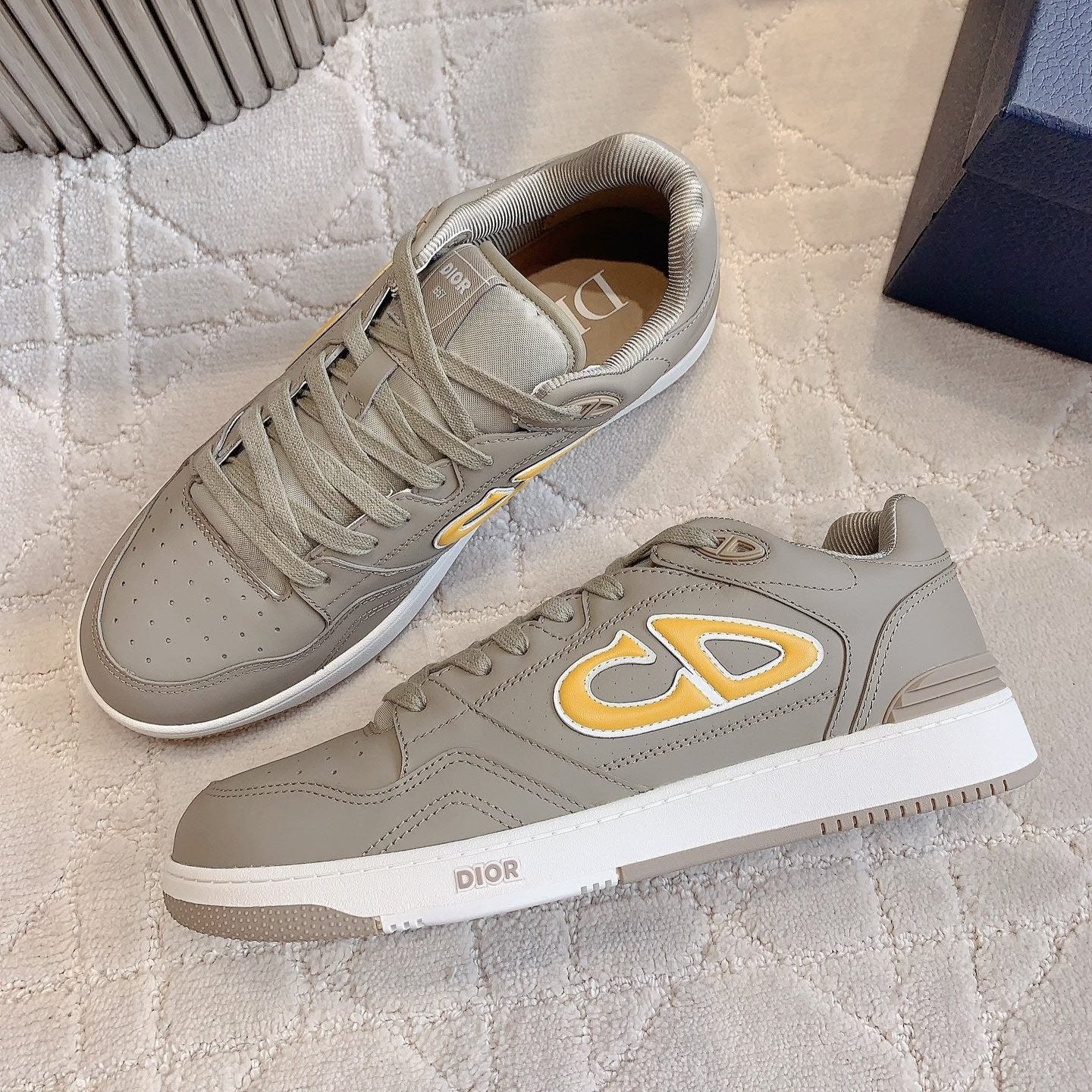 CD AND STONE ISLAND B57 Low-Top Sneaker â€“ Limited And Numbered Edition Brown Gray Mix Orange Calfskin