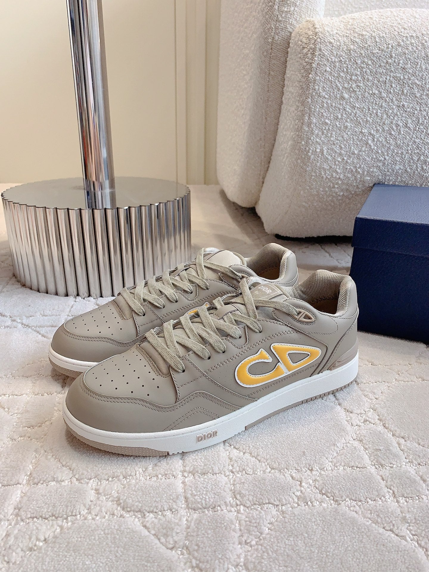 CD AND STONE ISLAND B57 Low-Top Sneaker â€“ Limited And Numbered Edition Brown Gray Mix Orange Calfskin