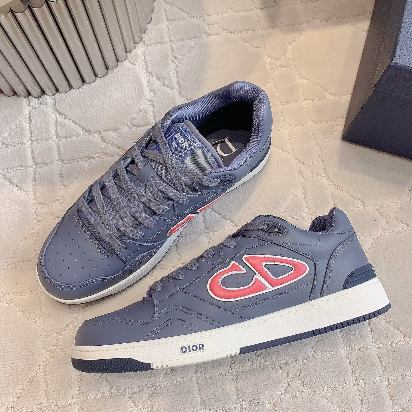 CD AND STONE ISLAND B57 Low-Top Sneaker â€“ Limited And Numbered Edition Blue Mix Red Calfskin