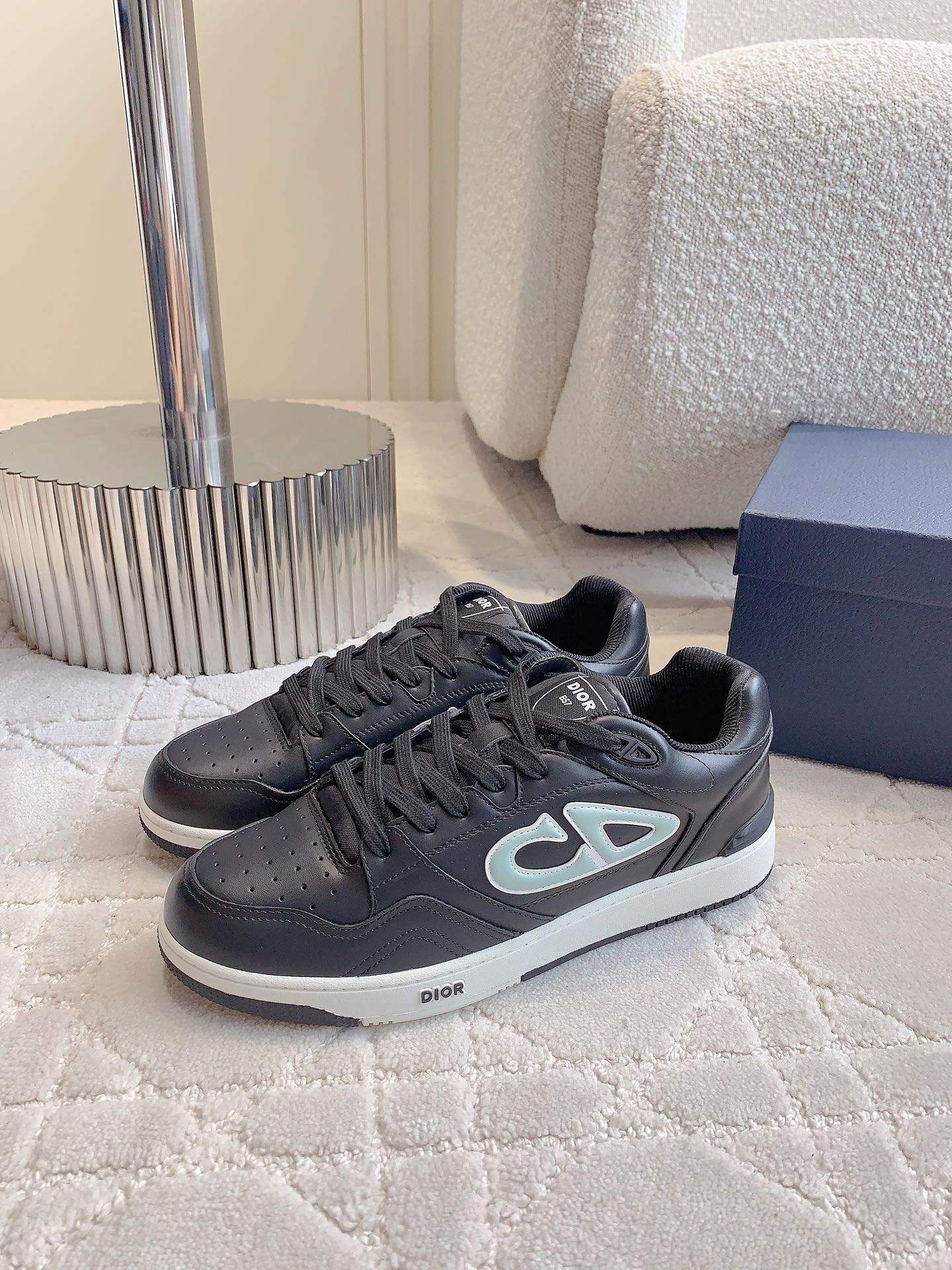 CD AND STONE ISLAND B57 Low-Top Sneaker â€“ Limited And Numbered Edition Black And Light Green Calfskin