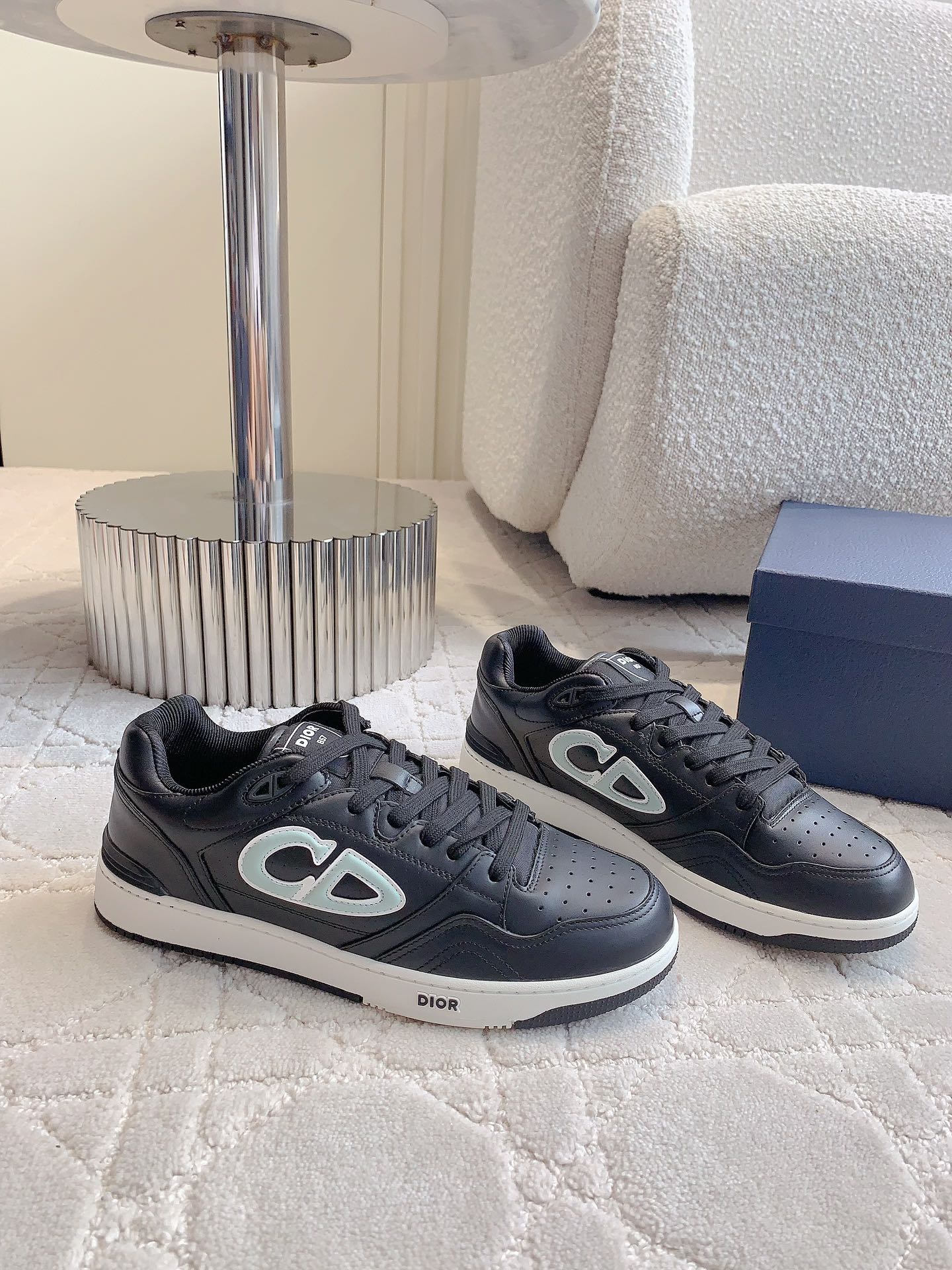 CD AND STONE ISLAND B57 Low-Top Sneaker â€“ Limited And Numbered Edition Black And Light Green Calfskin
