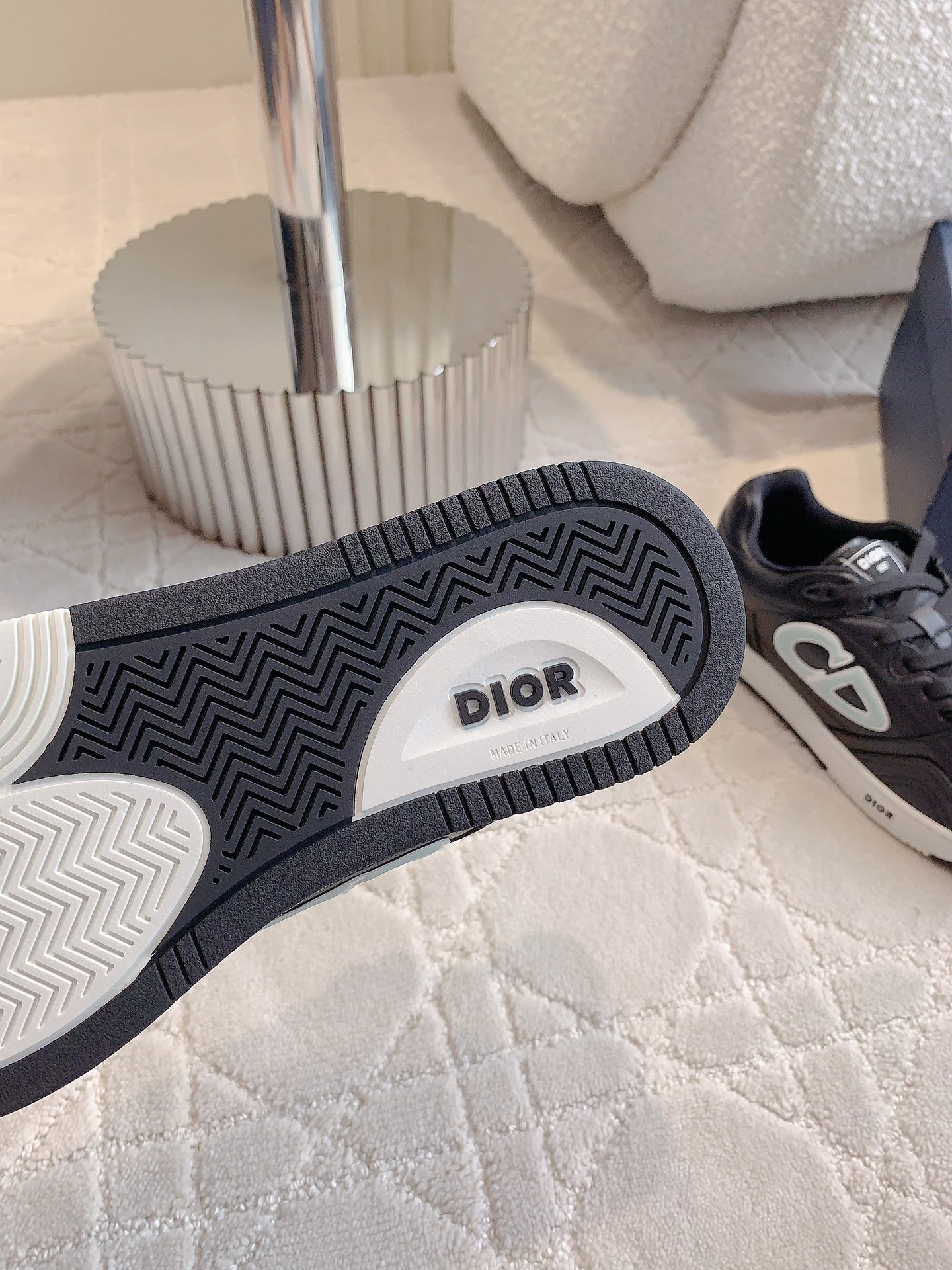 CD AND STONE ISLAND B57 Low-Top Sneaker â€“ Limited And Numbered Edition Black And Light Green Calfskin