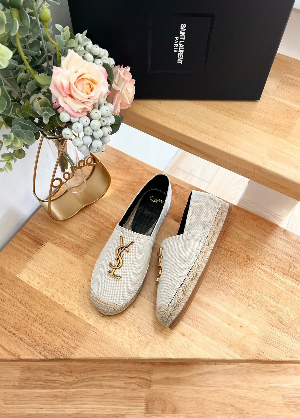 SL YVES LOGO SLIP ON CREAMY WHITE CANVAS