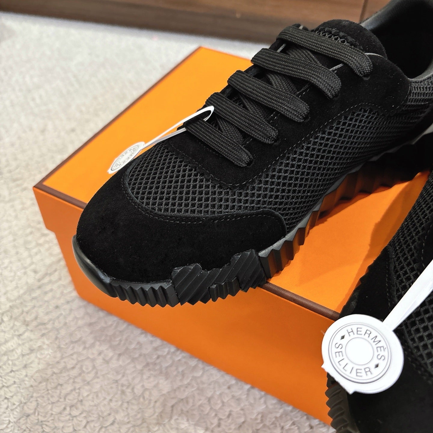 Hermes 2026 Bouncing Sneaker Black Suede Mesh
