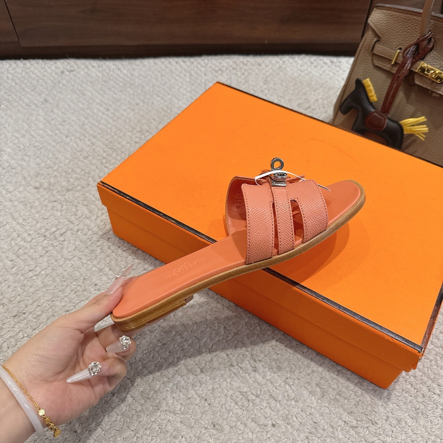 Hermes 2026 Sandal Peach Cowhide 804977