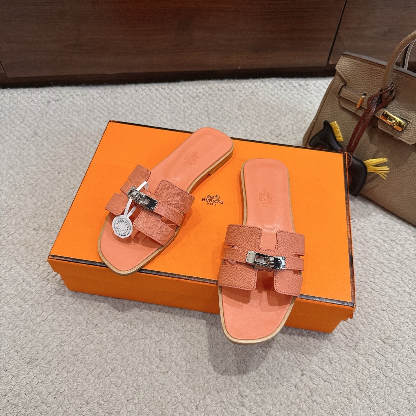 Hermes 2026 Sandal Peach Cowhide 804977