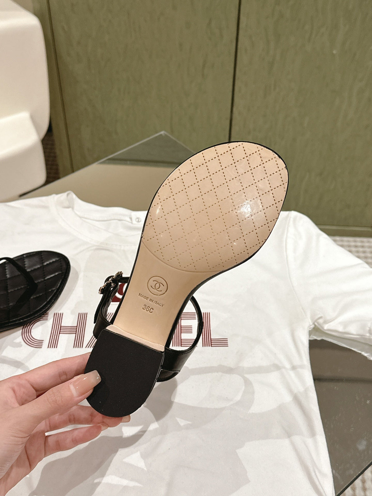 cc sandal 45 black lambskin