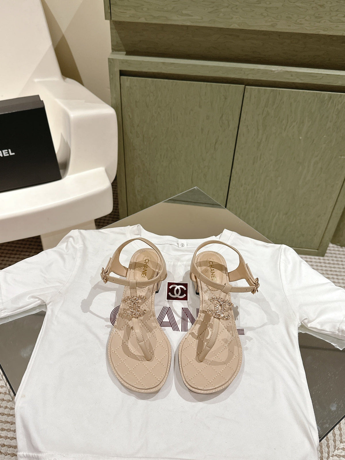 cc sandal 45 beige lambskin