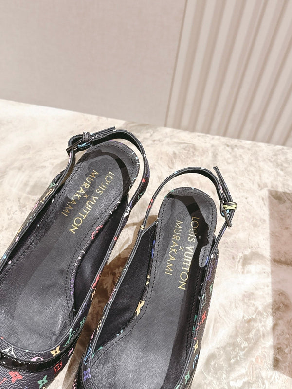 LV 26ss Slingback 45 Black Multicolor Cowhide 656934