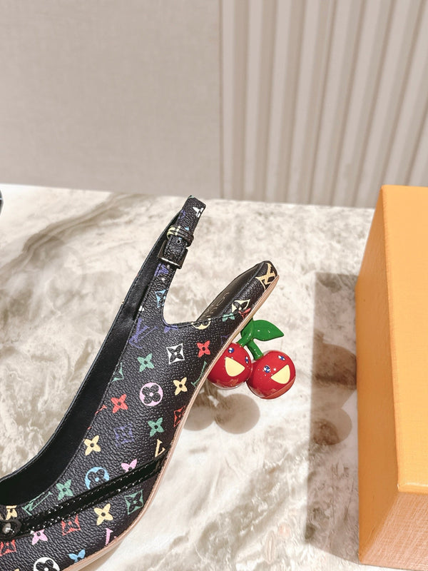 LV 26ss Slingback 45 Black Multicolor Cowhide 656934