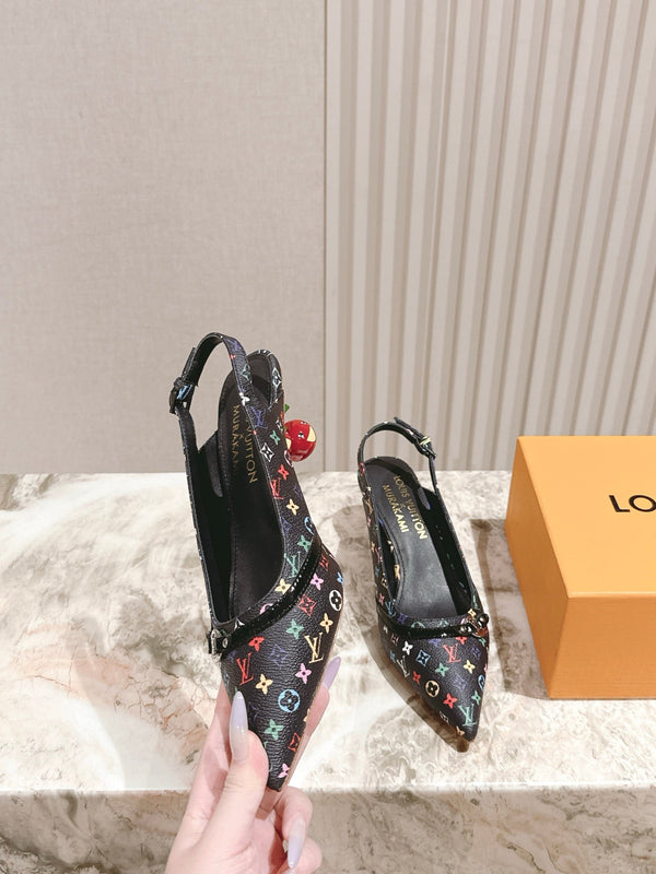 LV 26ss Slingback 45 Black Multicolor Cowhide 656934