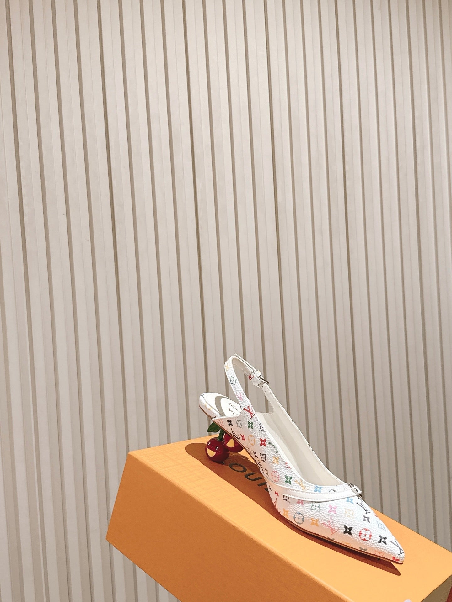 LV 26ss Slingback 45 White Multicolor Cowhide 656935