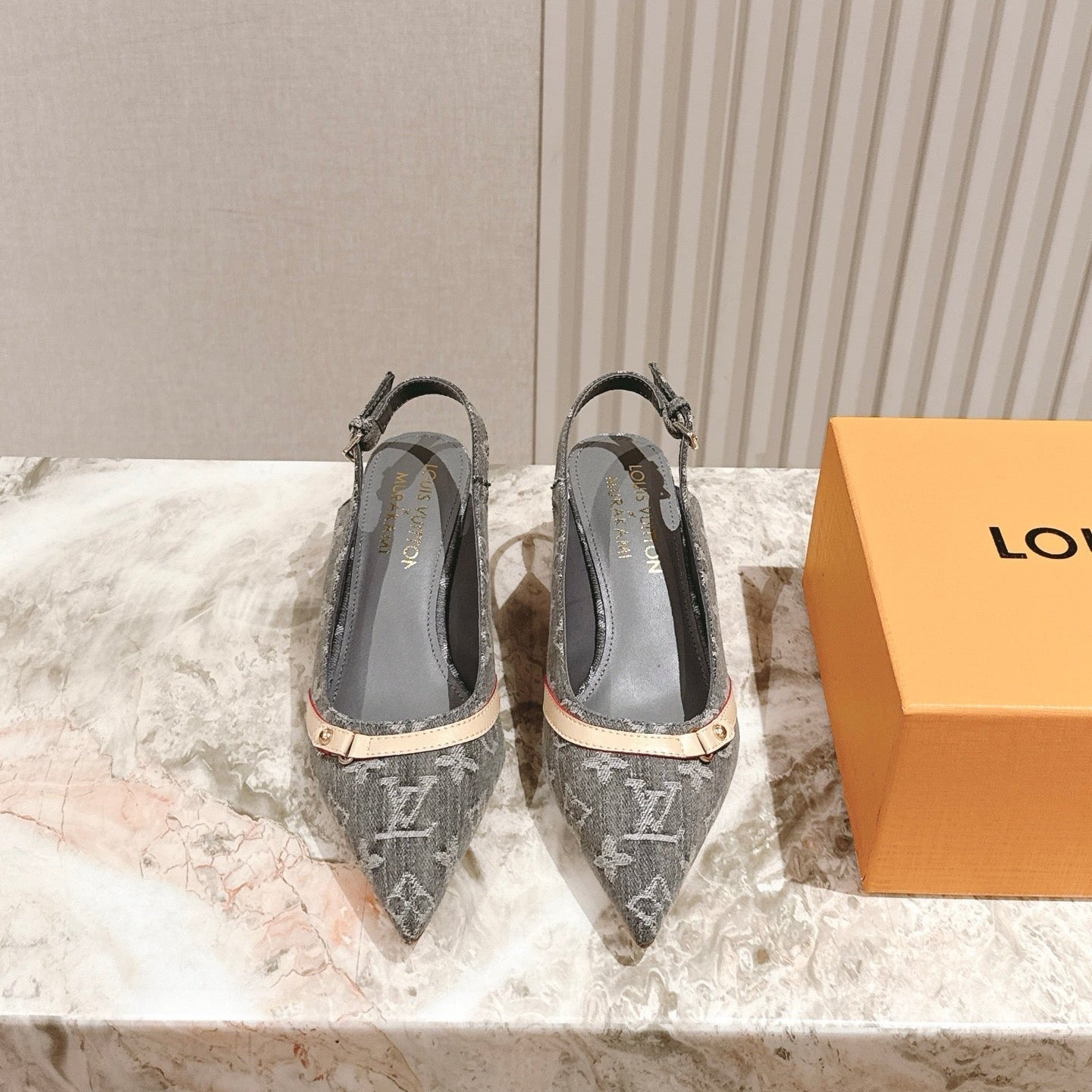 LV 26ss Slingback 45 Dark Gray Denim 656937