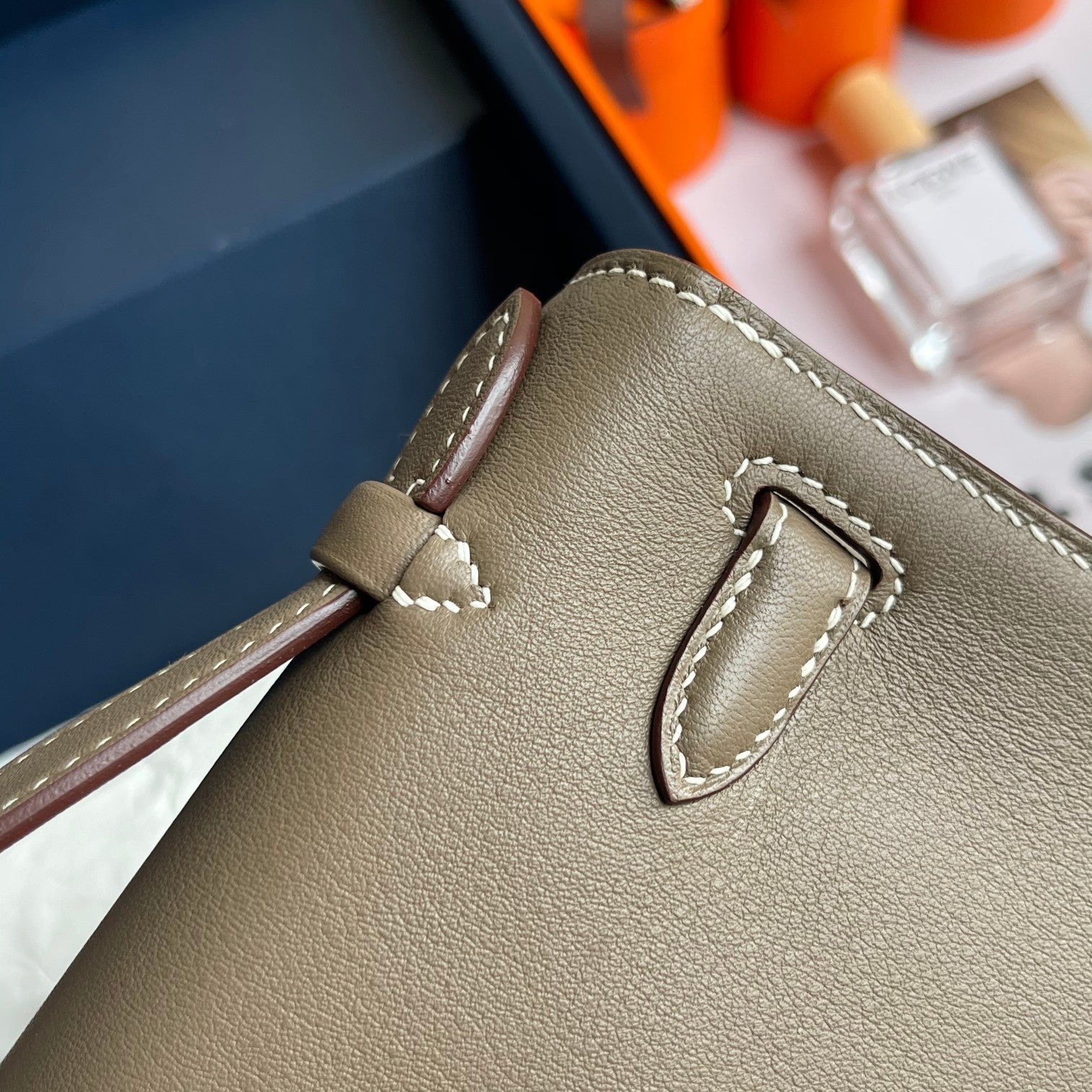 HM Kelly Pochette 22cm Swift Silver Hardware