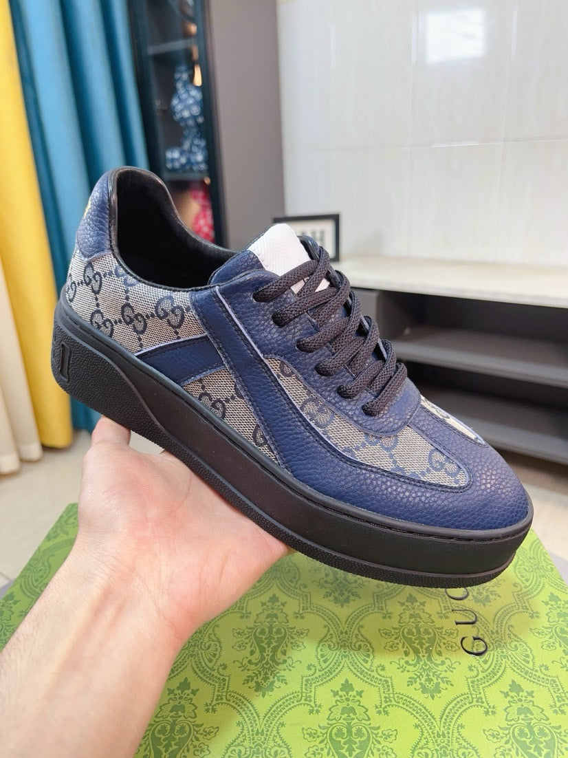 GG Men's Platform Sneaker Blue Cowhide 523418