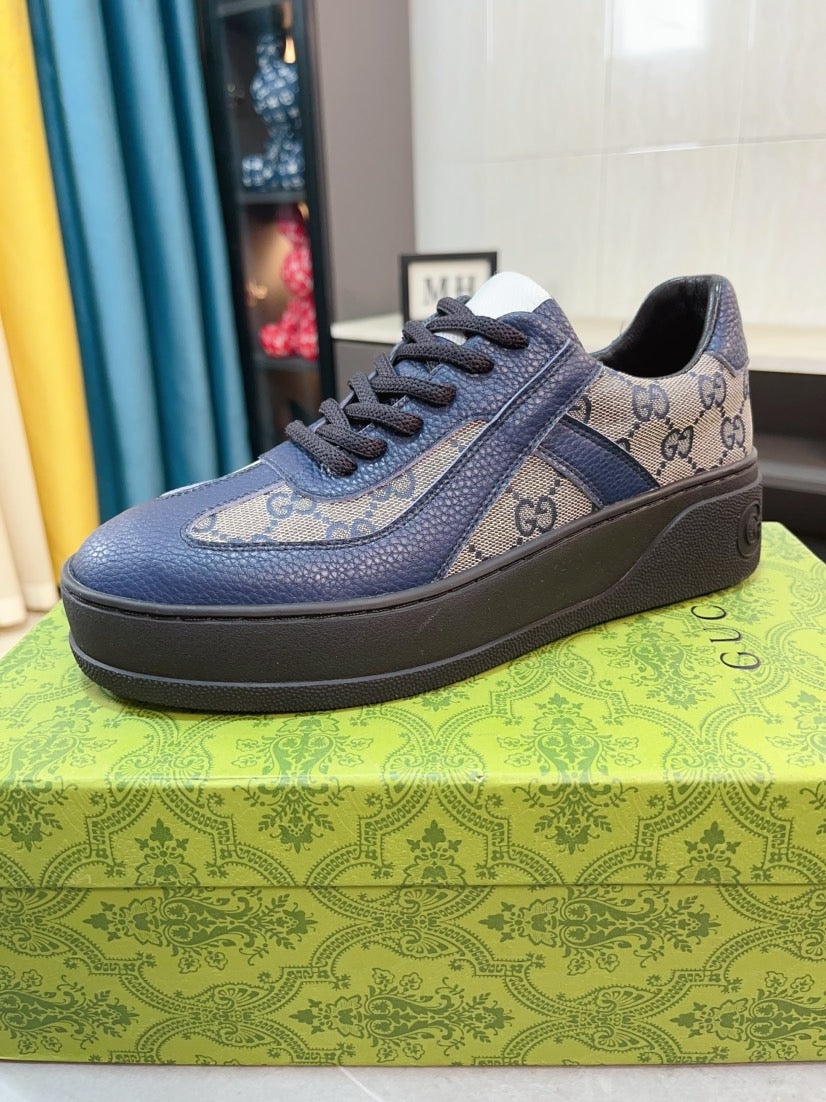 GG Men's Platform Sneaker Blue Cowhide 523418
