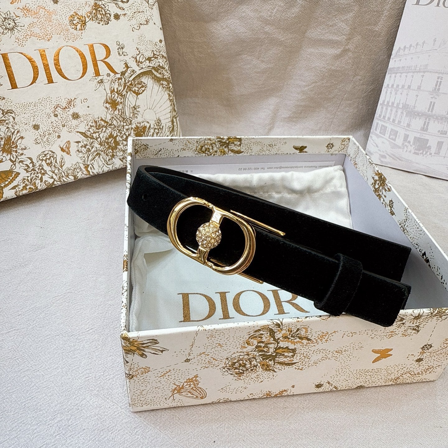 Dior Montaigne Belt 20mm Suede Leather 195312