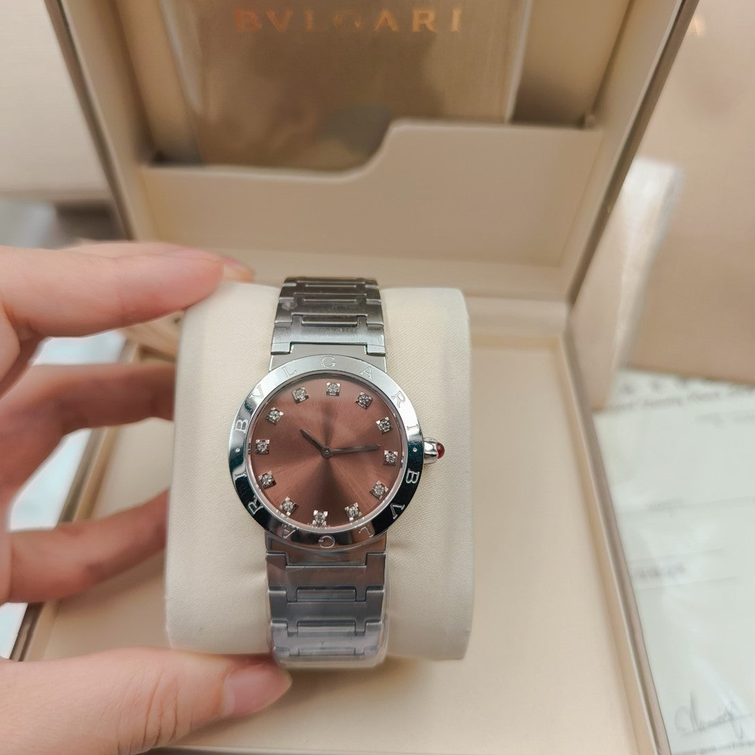 Bulgari 33mm Diamond Numerals Stainless Steel Case