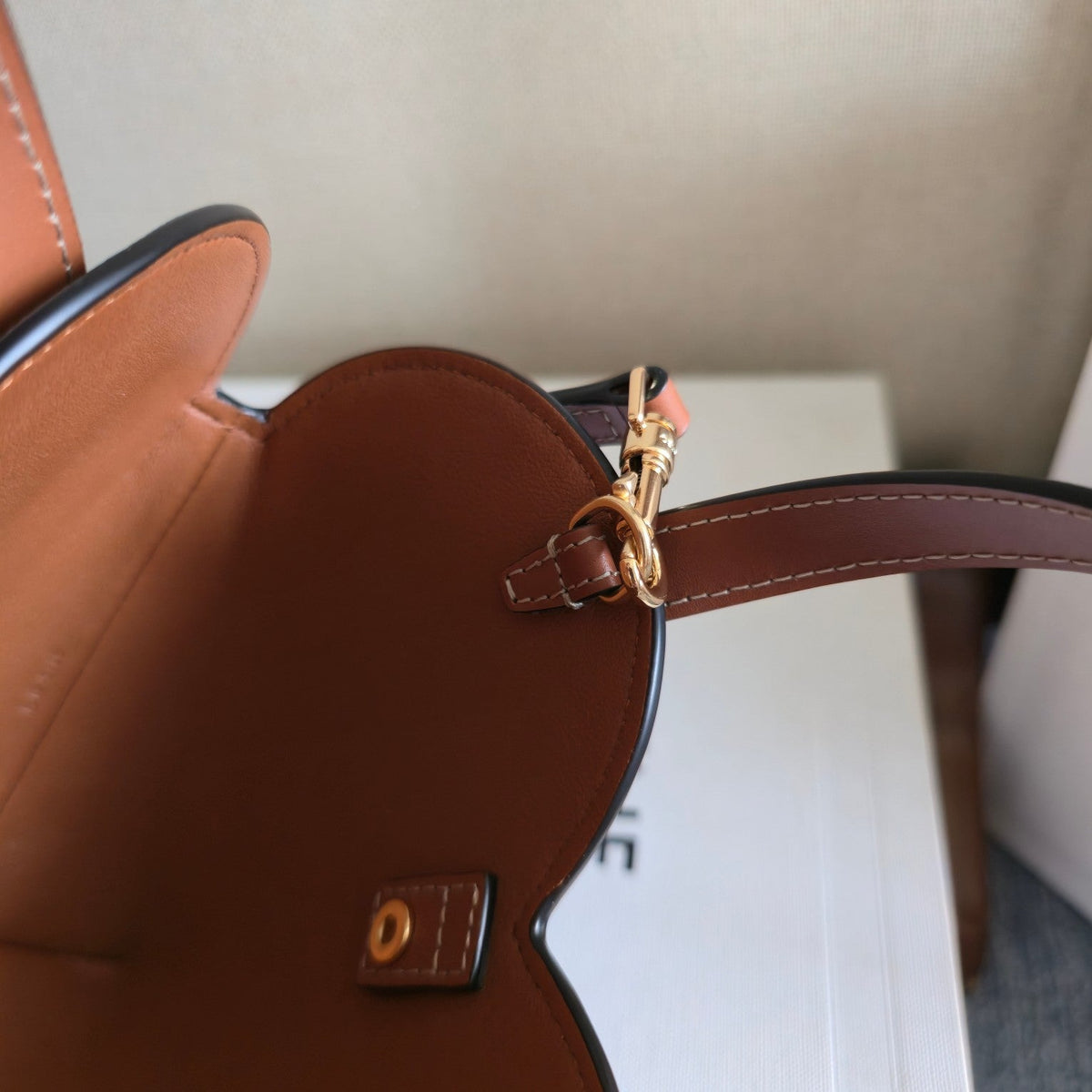 Celine 2025 Heart-Shaped Bag 19cm Black Tan Canvas Calfskin 276287