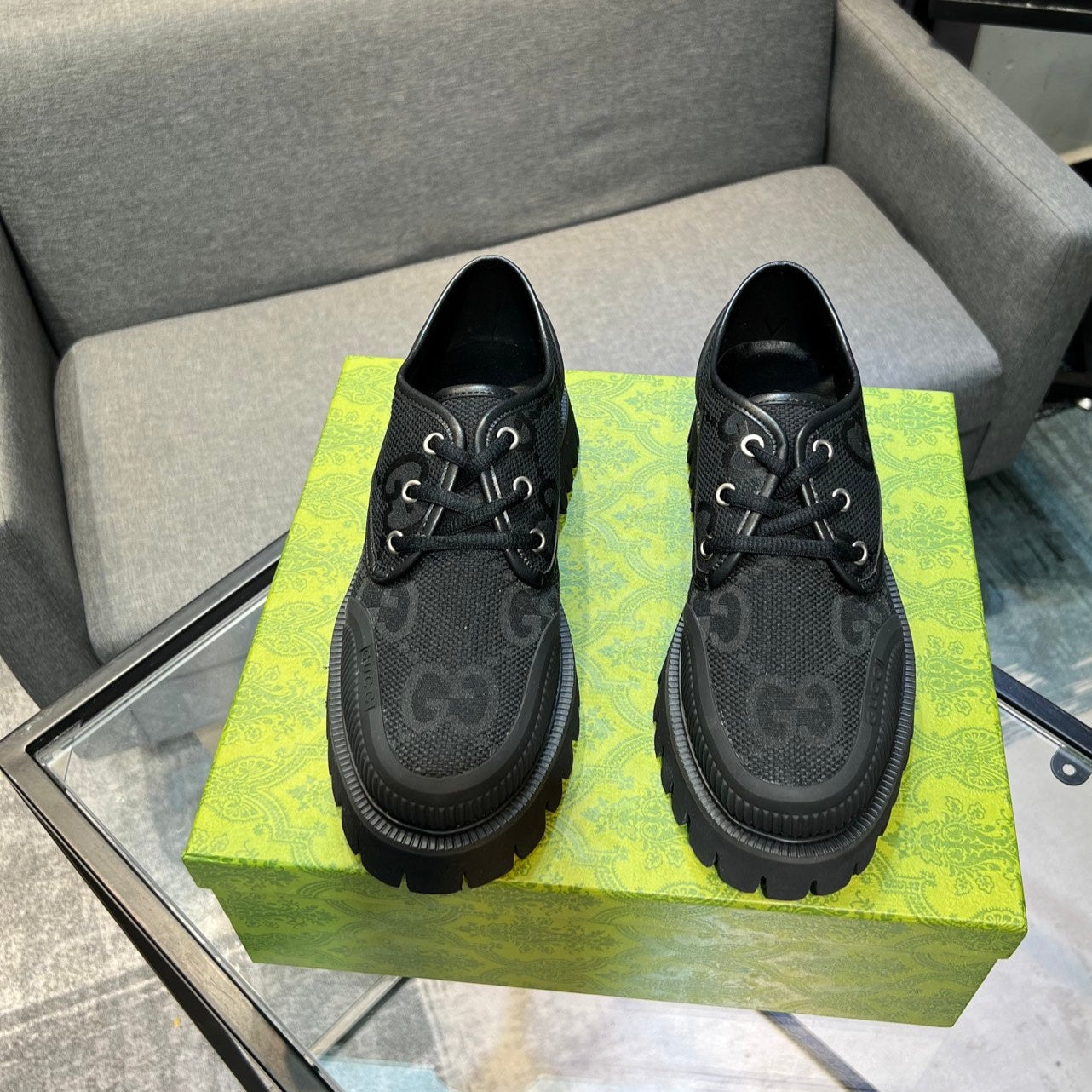 GG Men's 25 Maxi GG Sneaker Black Canvas 720795