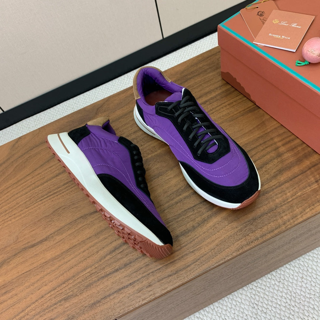 LP Week End Walk Sneaker In Purple Mix Black Denim Fabric And Sudede 984390