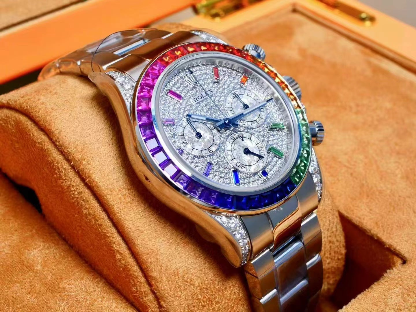 Rolex Daytona 40mm Stainless Steel Rainbow Case Diamond Dial