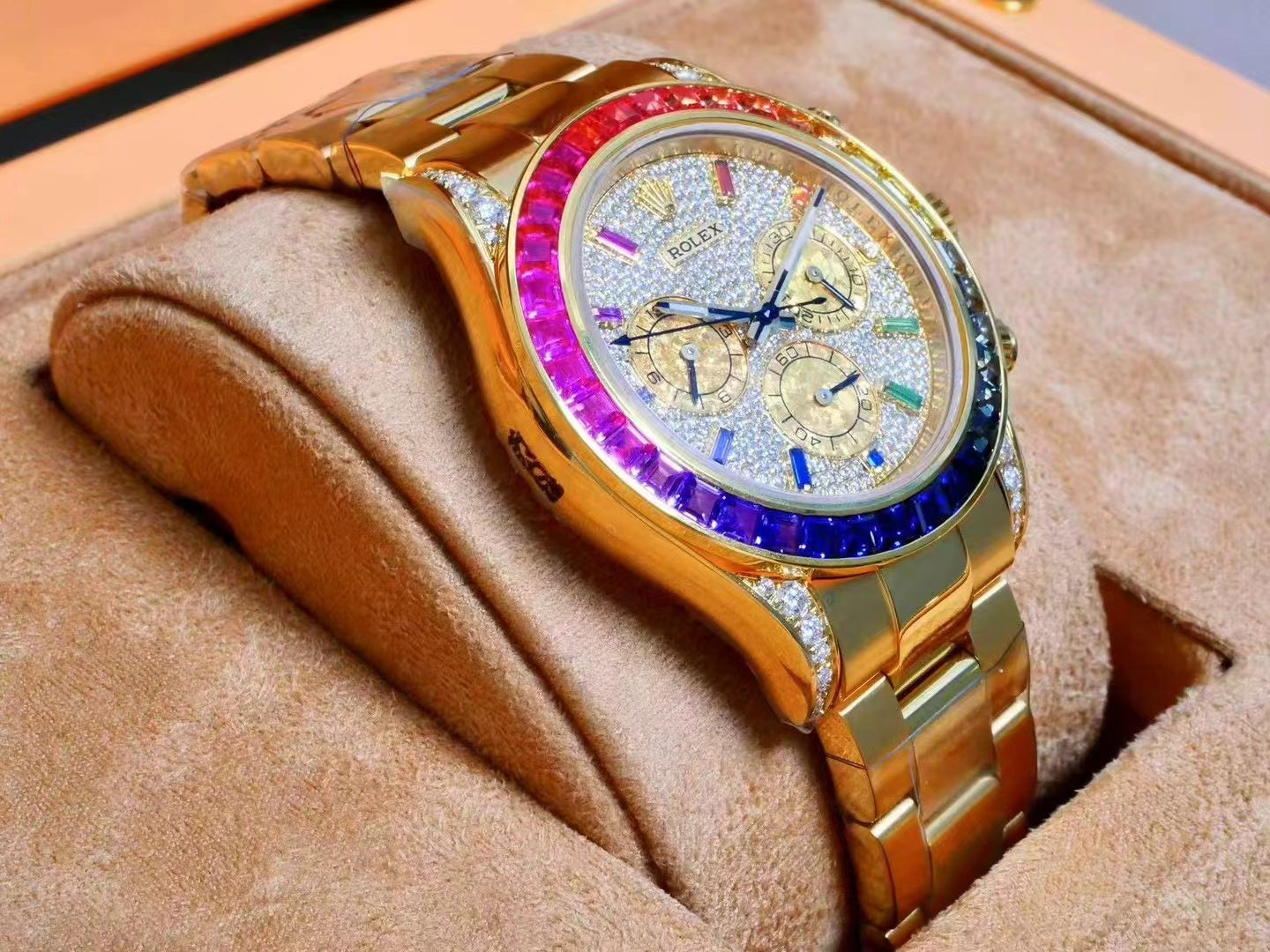 Rolex Daytona 40mm Gold Case Rainbow Case Diamond Dial