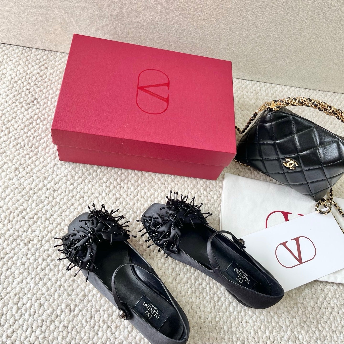 VT 25 Bow Marry Jane Flat Black Silk 345039