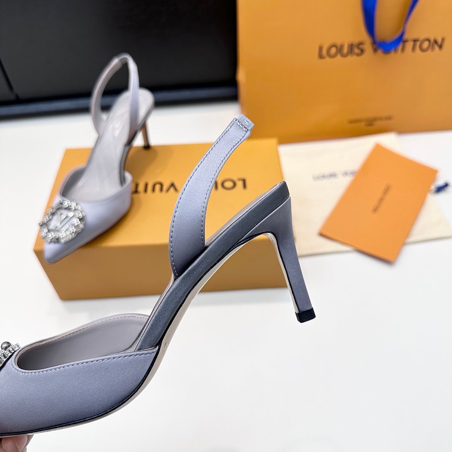 LV 26s Slingback 75 Light Lavender Premium Satin 622446
