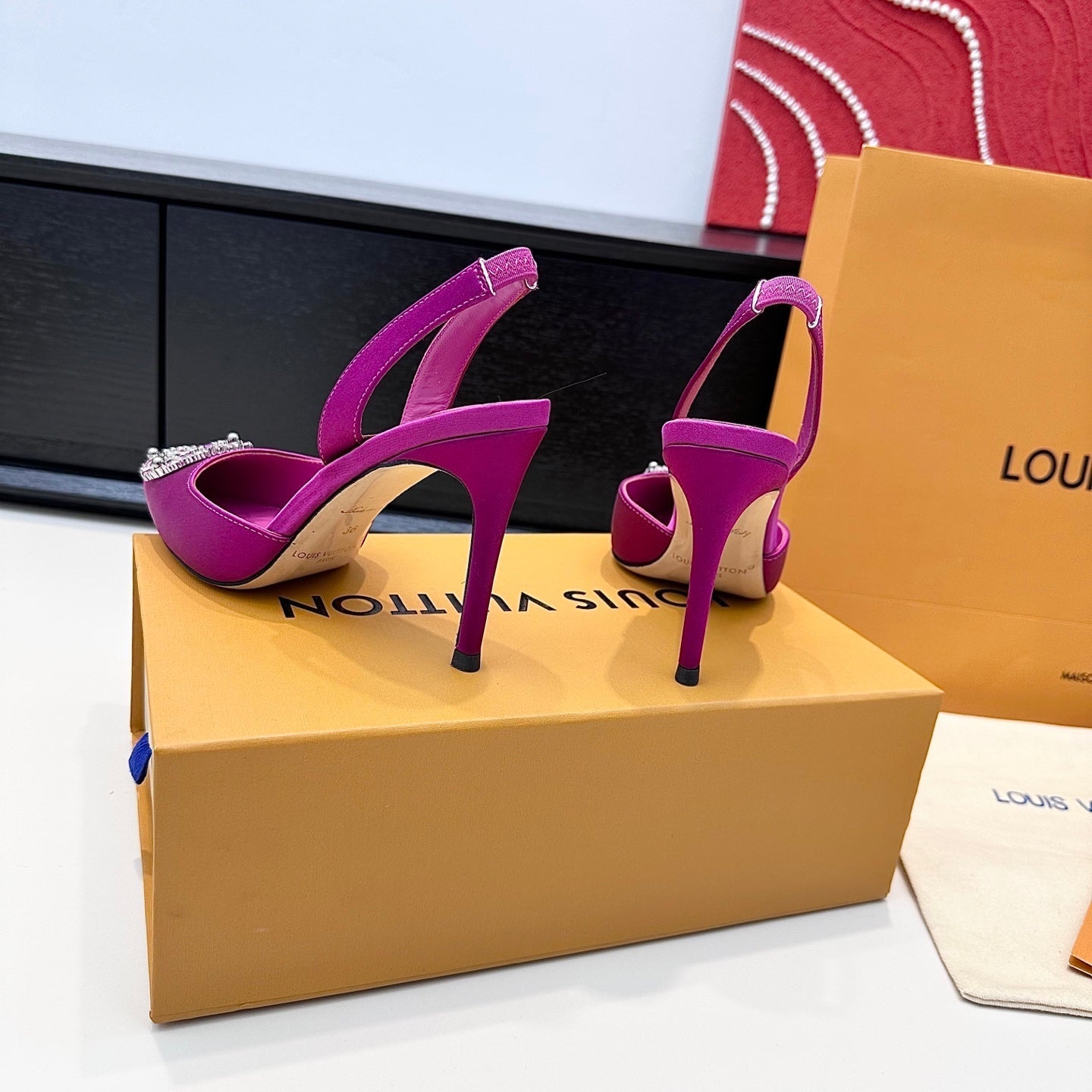 LV 26s Slingback 95 Fuchsia Pink Premium Satin 622450