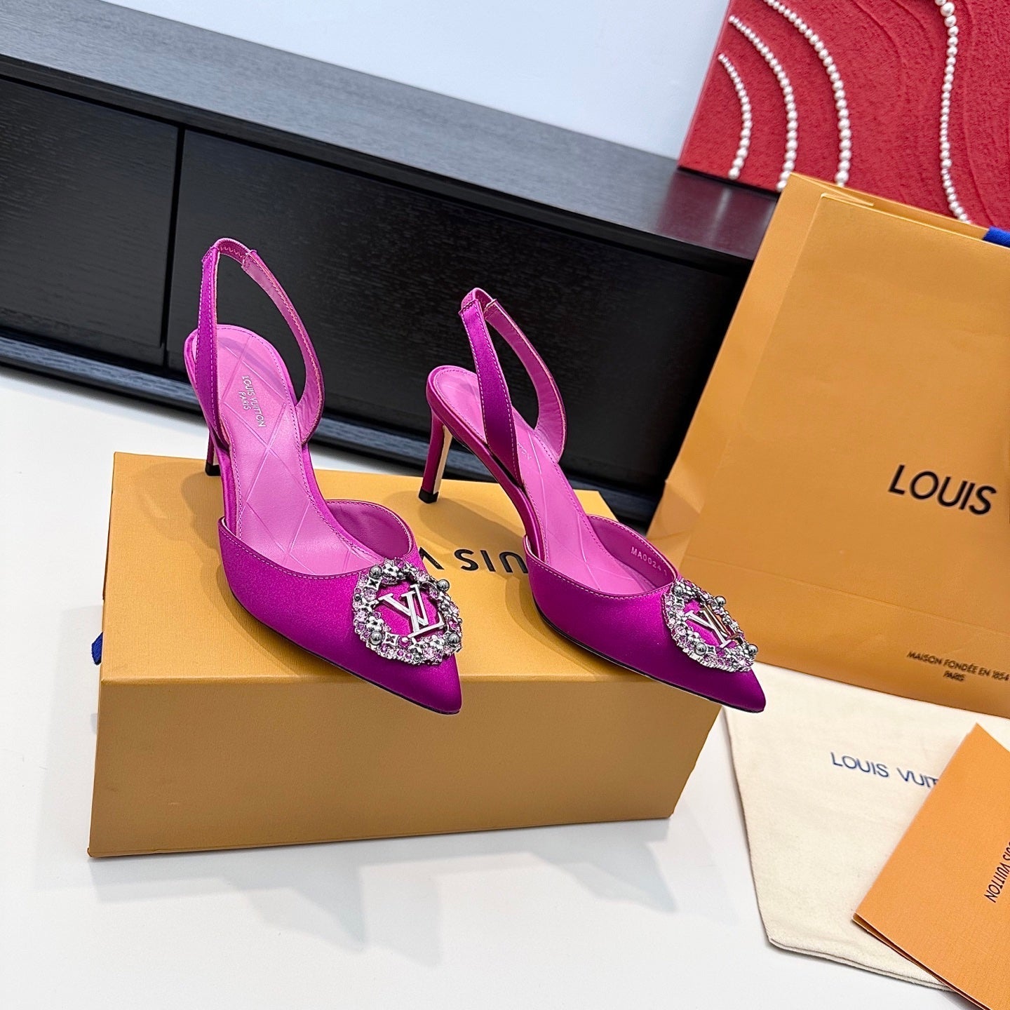 LV 26s Slingback 75 Fuchsia Pink Premium Satin 622451