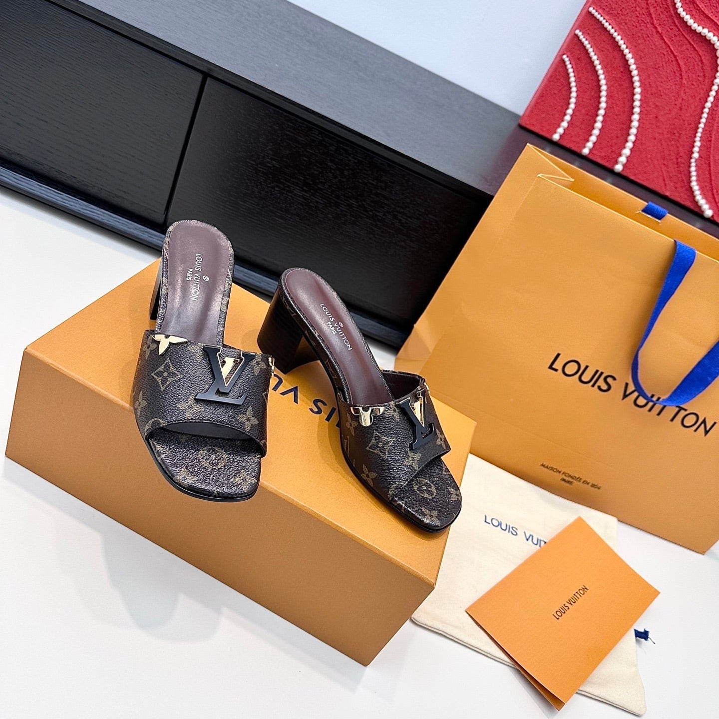 LV 26s High Heels 65 Sandals Dark Brown Calfskin 622392