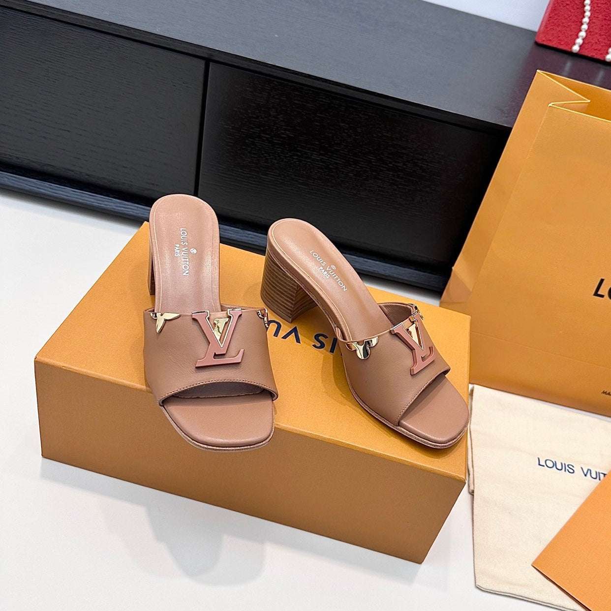 LV 26s High Heels 65 Sandals Light Brown Calfskin 622396
