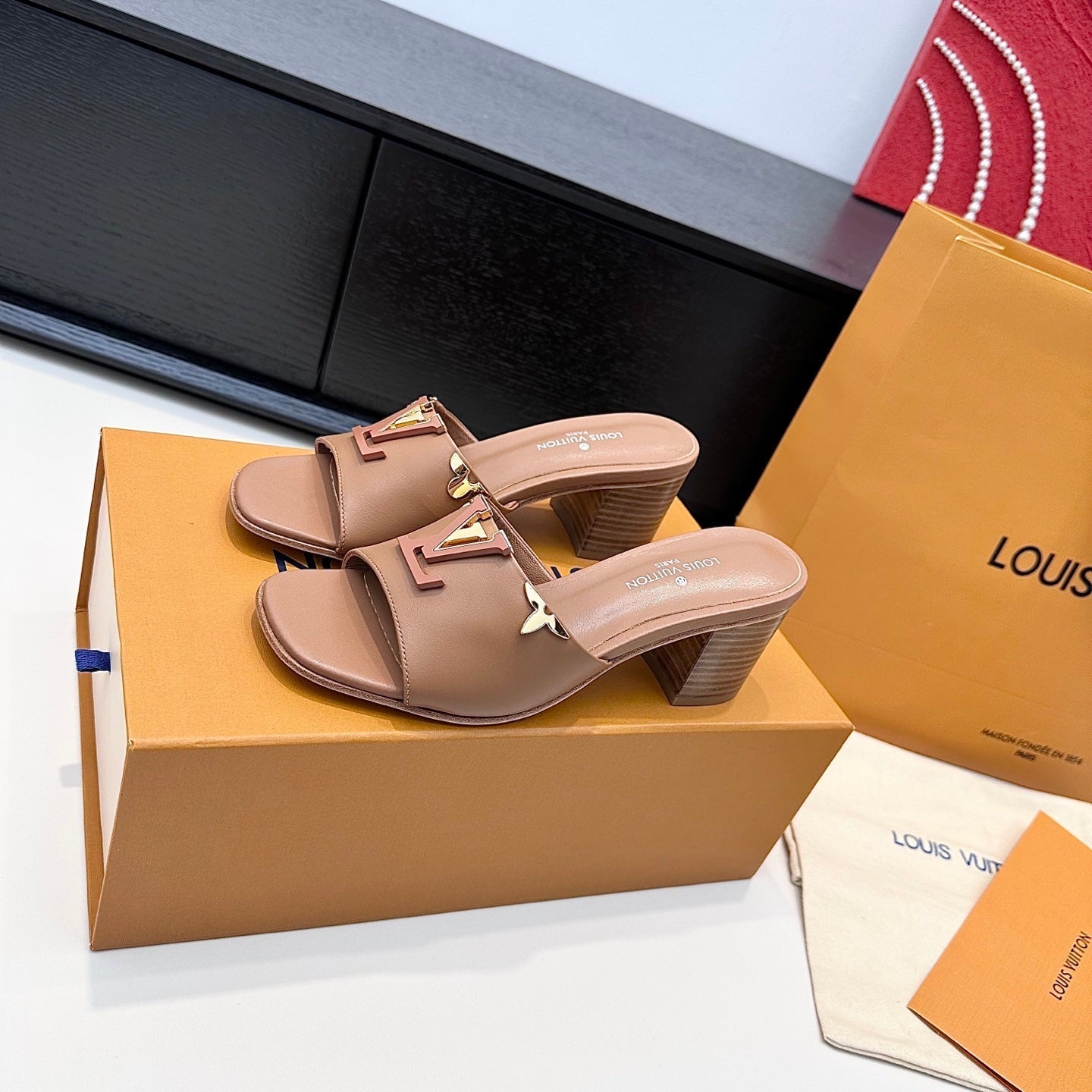 LV 26s High Heels 65 Sandals Light Brown Calfskin 622396