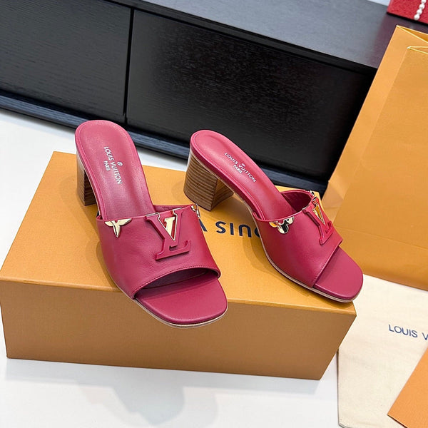 LV 26s High Heels 65 Sandals Deep Pink Calfskin 622408